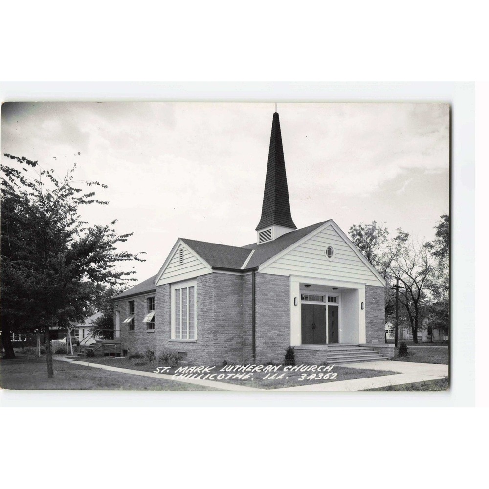 St Mark Lutheran Church Chillicothe Illinois Vintage RPPC Postcard 3A362